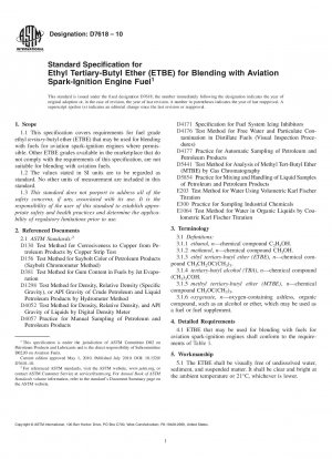 Standardspezifikation für Ethyl-Tertiär-Butylether (ETBE) zum Mischen mit Kraftstoffen für Flugmotoren mit Fremdzündung