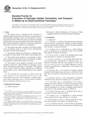 Standardpraxis zur Bewertung der Wasserstoffaufnahme, -permeation und -transport in Metallen durch eine elektrochemische Technik