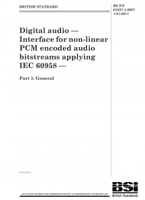 Digitales Audio – Schnittstelle für nichtlineare PCM-codierte Audio-Bitströme unter Anwendung von IEC 60958: Allgemein