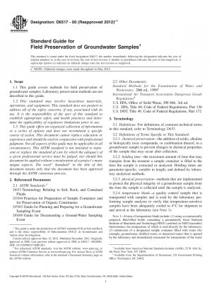 Standardhandbuch für die Feldkonservierung von Grundwasserproben