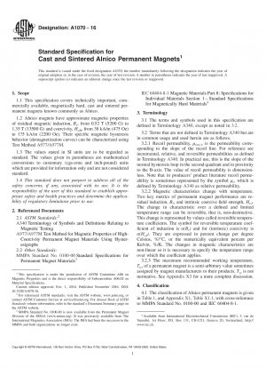 Standardspezifikation für gegossene und gesinterte Alnico-Permanentmagnete