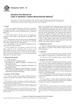 Standardtestmethode für Blei in Benzin und Jodmonochlorid-Methode