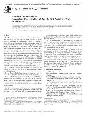 Standardtestmethoden zur Laborbestimmung der Dichte (Einheitsgewicht) von Bodenproben