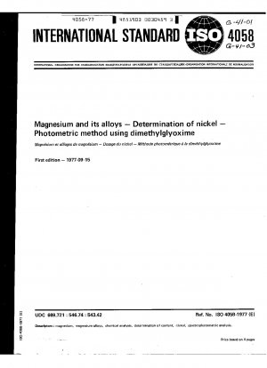 Magnesium und seine Legierungen – Bestimmung von Nickel – Photometrische Methode mit Dimethylglyoxim