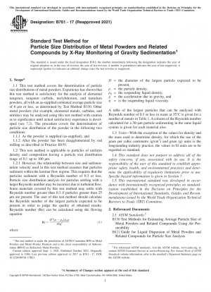 Standardtestmethode für die Partikelgrößenverteilung von Metallpulvern und verwandten Verbindungen durch Röntgenüberwachung der Schwerkraftsedimentation