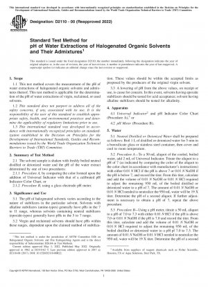 Standardtestmethode für den pH-Wert von Wasserextraktionen von halogenierten organischen Lösungsmitteln und deren Beimischungen