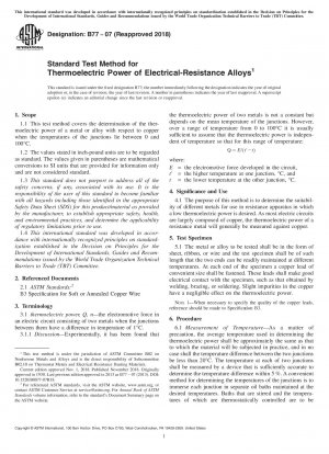 Standardtestmethode für die thermoelektrische Leistung von Legierungen mit elektrischem Widerstand