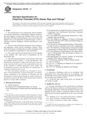Standardspezifikation für Abwasserrohre und Formstücke aus Polyvinylchlorid (PVC).