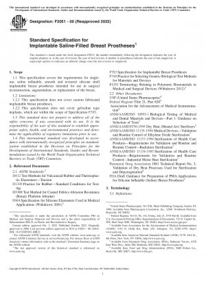 Standardspezifikation für implantierbare, mit Kochsalzlösung gefüllte Brustprothesen