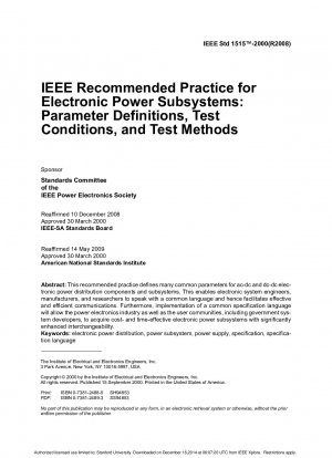 IEEE-empfohlene Praxis für elektronische Leistungssubsysteme: Parameterdefinitionen, Testbedingungen und Testmethoden