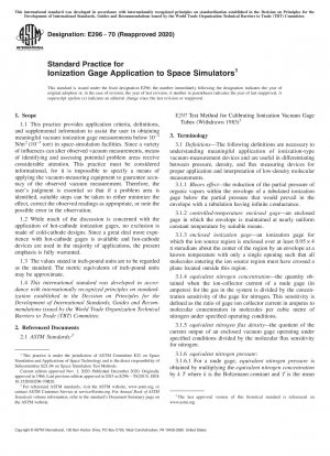 Standardpraxis für die Anwendung von Ionisationsmessgeräten in Weltraumsimulatoren