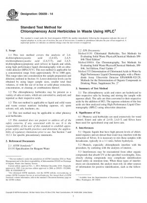 Standardtestmethode für Chlorphenoxysäure-Herbizide in Abfällen mittels HPLC