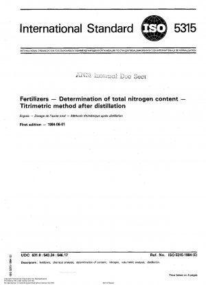 Düngemittel; Bestimmung des Gesamtstickstoffgehalts; Titrimetrische Methode nach Destillation