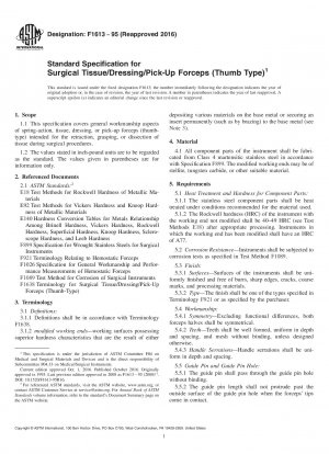 Standardspezifikation für chirurgische Gewebe-/Verband-/Aufnahmezangen (Daumentyp)