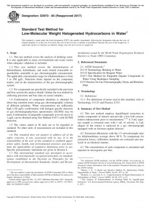 Standardtestmethode für niedermolekulare halogenierte Kohlenwasserstoffe in Wasser