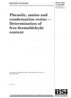 Phenol-, Amino- und Kondensationsharze – Bestimmung des Gehalts an freiem Formaldehyd
