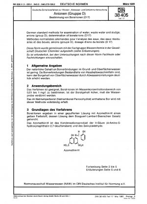 Deutsche Einheitsverfahren zur Wasser-, Abwasser- und Schlammanalytik; Anionen (Gruppe D); Bestimmung von Borat-Ionen (D 17)