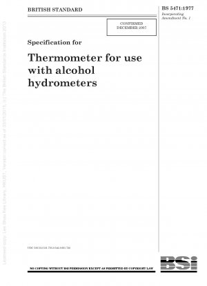 Spezifikation für Thermometer zur Verwendung mit Alkohol-Aräometern