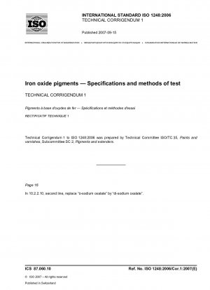 Eisenoxidpigmente – Spezifikationen und Prüfmethoden – Technische Berichtigung 1