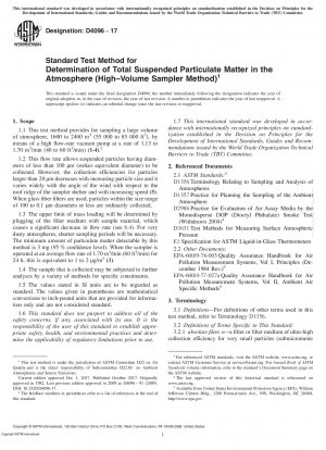 Standardtestmethode zur Bestimmung der gesamten Schwebstaubmenge in der Atmosphäre (High-Volume-Sampler-Methode)
