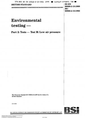 Umwelttests. Testmethoden. Tests. Test M. Niedriger Luftdruck