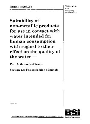 Eignung nichtmetallischer Produkte für den Einsatz im Kontakt mit Wasser für den menschlichen Gebrauch hinsichtlich ihrer Auswirkung auf die Wasserqualität – Prüfmethoden – Die Gewinnung von Metallen