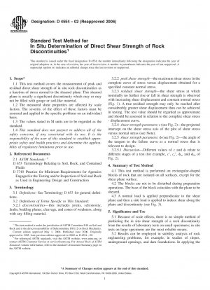 Standardtestmethode zur In-situ-Bestimmung der direkten Scherfestigkeit von Gesteinsdiskontinuitäten