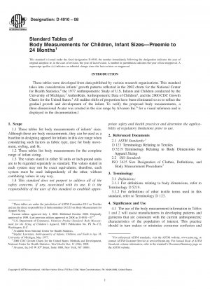 Standardtabellen für Körpermaße für Kinder, Säuglingsgrößen x2014; Frühgeborene bis 24 Monate