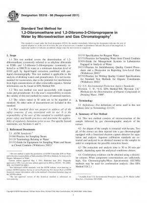 Standardtestmethode für 1,2-Dibromethan und 1,2-Dibrom-3-chlorpropan in Wasser durch Mikroextraktion und Gaschromatographie