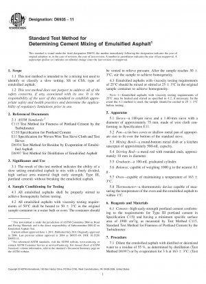 Standardtestverfahren zur Bestimmung der Zementmischung von emulgiertem Asphalt