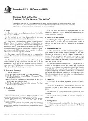 Standardtestmethode für Gesamtasche in Wet Blue oder Wet White