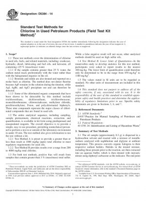 Standardtestmethoden für Chlor in gebrauchten Erdölprodukten 40; Feldtest-Kit-Methode41;