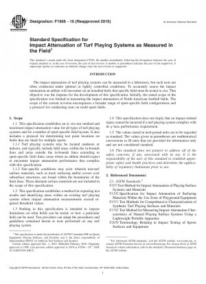 Standardspezifikation für die Aufpralldämpfung von Rasenspielsystemen, gemessen auf dem Spielfeld