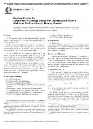 Standardpraxis zur Berechnung der durchschnittlichen Energie pro Zerfall (E–) für eine Mischung von Radionukliden im Reaktorkühlmittel