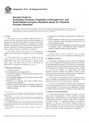 Standardhandbuch zur Bewertung der Korrosionseigenschaften von korrosionsbeständigen Legierungen auf Schmiedeeisen- und Nickelbasis für die chemische Prozessindustrie
