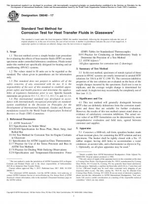 Standardtestmethode für Korrosionstests für Wärmeübertragungsflüssigkeiten in Glaswaren