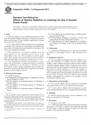 Standardtestmethode für die Auswirkungen von Gammastrahlung auf Beschichtungen zur Verwendung in Kernkraftwerken