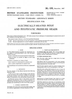 Spezifikation für elektrisch beheizte Pitot- und Pitotstat-Druckköpfe