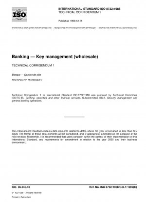 Bankwesen - Schlüsselverwaltung (Großhandel); Technische Berichtigung 1