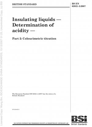 Isolierflüssigkeiten - Bestimmung des Säuregehalts - Kolorimetrische Titration