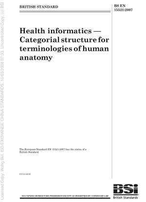 Gesundheitsinformatik – Kategoriale Struktur für Terminologien der menschlichen Anatomie