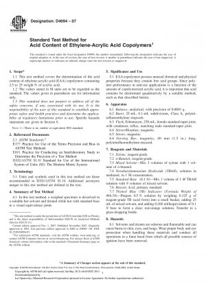 Standardtestmethode für den Säuregehalt von Ethylen-Acrylsäure-Copolymeren