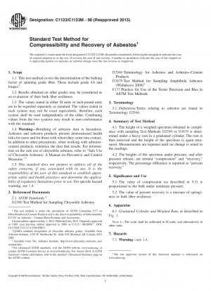 Standardtestmethode für die Kompressibilität und Rückgewinnung von Asbest