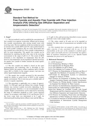 Standardtestmethode für freies Cyanid und aquatisches freies Cyanid mit Durchflussinjektionsanalyse (FIA) unter Verwendung von Gasdiffusionstrennung und amperometrischer Detektion