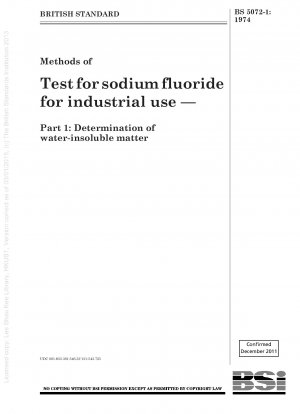 Testmethoden für Natriumfluorid für industrielle Zwecke – Teil 1: Bestimmung von wasserunlöslichen Stoffen