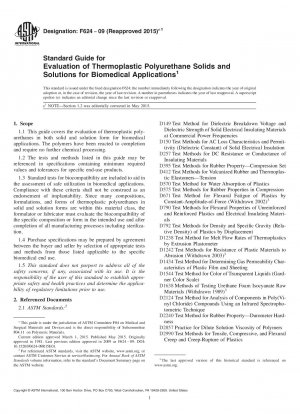Standardhandbuch zur Bewertung thermoplastischer Polyurethan-Feststoffe und -Lösungen für biomedizinische Anwendungen