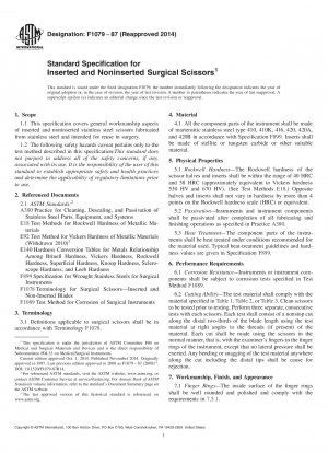 Standardspezifikation für eingeführte und nicht eingeführte chirurgische Scheren