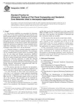 Standardpraxis für die Ultraschallprüfung von Flachplatten-Verbundwerkstoffen und Sandwich-Kernmaterialien für Luft- und Raumfahrtanwendungen