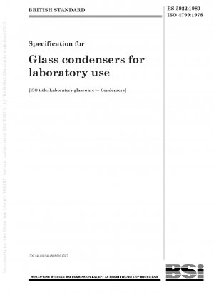 Spezifikation für Glaskondensatoren für den Laborgebrauch [ISO-Titel: Laborglaswaren – Kondensatoren]