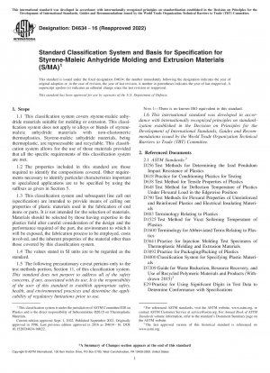 Standardklassifizierungssystem und Spezifikationsgrundlage für Styrol-Maleinsäureanhydrid-Form- und Extrusionsmaterialien (S/MA)